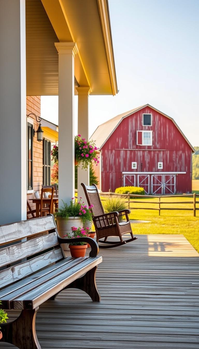 Farmhouse inspired, House Front Patio