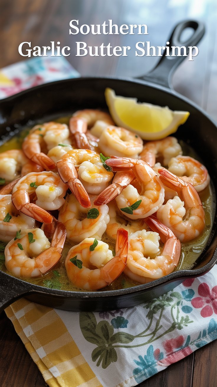 We Love, Iron Skillet One Pan Dinners: “Southern Style Garlic Butter Shrimp” – Supper with a Whole Lotta Sass