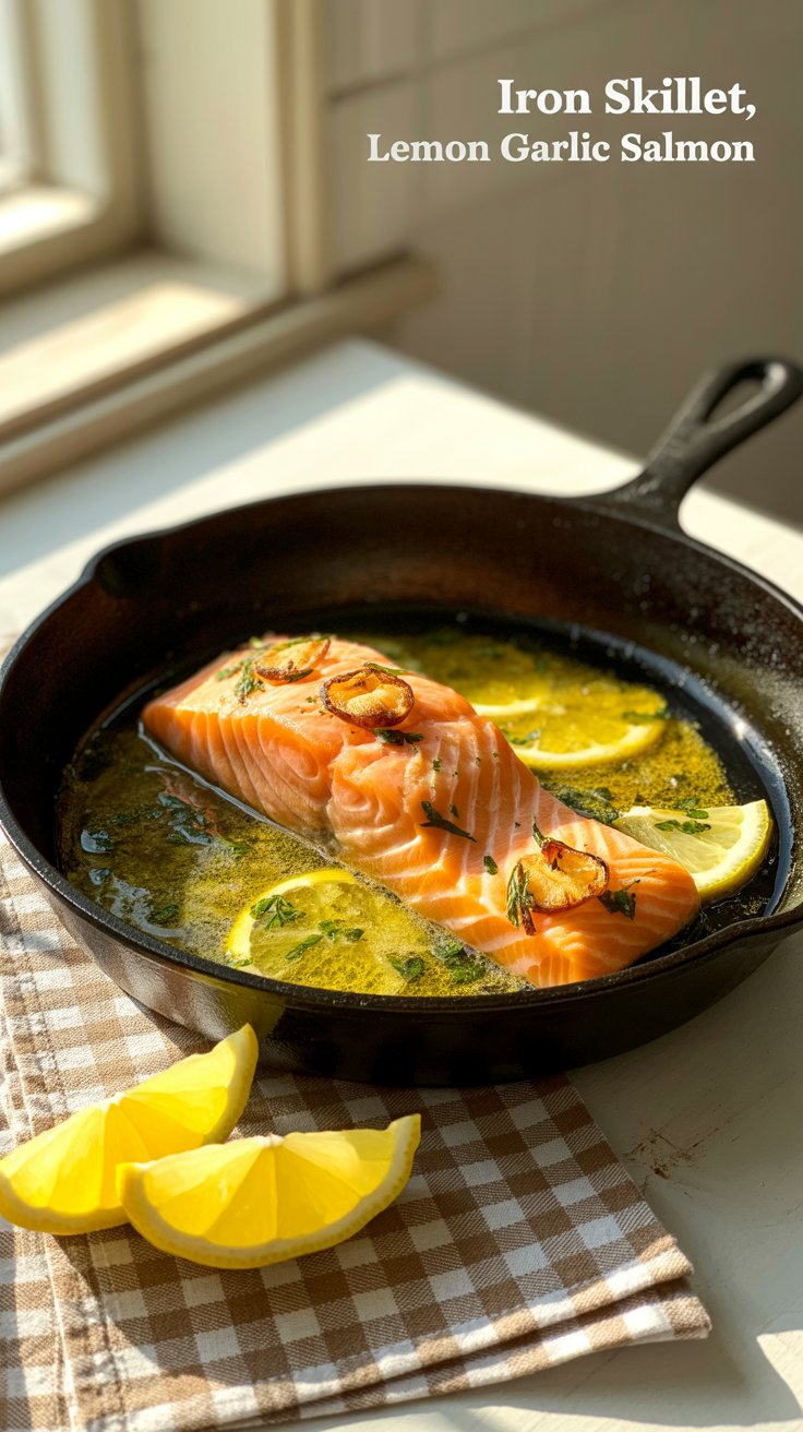 We Love, Iron Skillet One Pan Dinners: “Lemon Garlic Salmon” – A Sassy Supper Straight from the Heart of Dixie